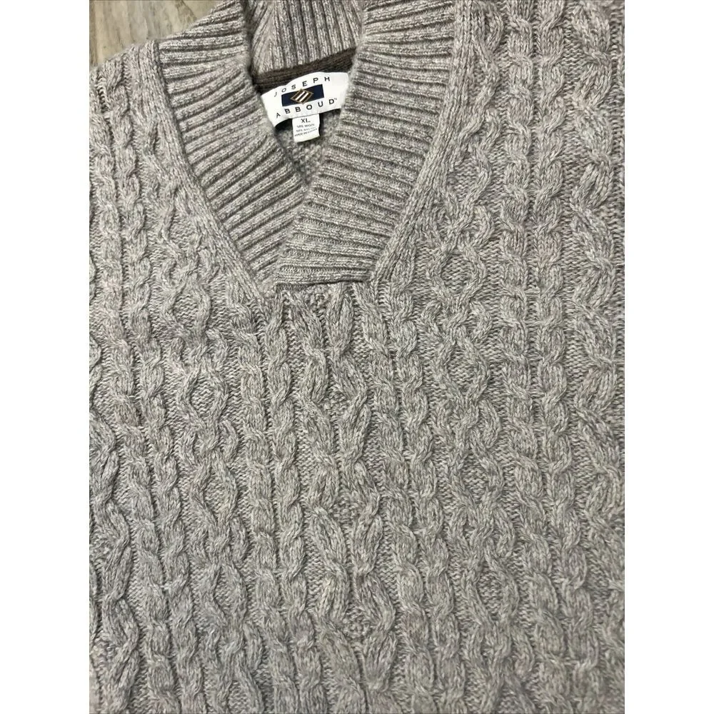 Joseph Abboud Wool Blend Sweater Cable‎ Knit Shawl Collar Pullover Size XL